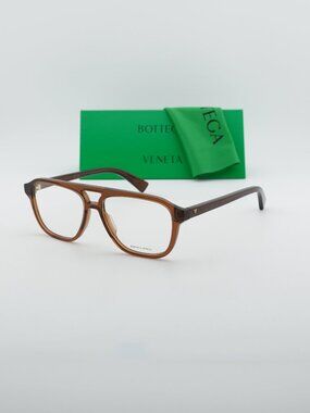 Bottega Veneta BV1294O 005 Unisex Aviator Eyeglasses 56mm – Brown